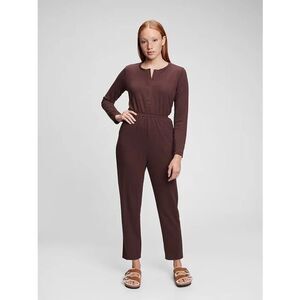 Gap Maternity Drapey Jumpsuit Pockets Winter Fleece‎ Eggplant S